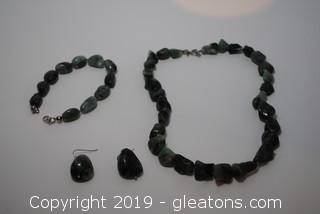 Emerald Set Tumbled Or Rolled Emerald Earrings