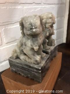 Carved Stone Foo Dog Bookends