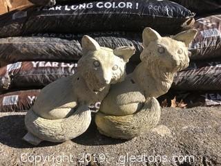 Pair of Cement Foxes 