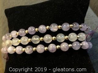 Very Light Amethyst Beaded Bracelet with 14kt gold fittings.A