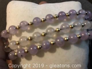 Amethyst and Gold Beaded Bracelet B