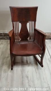 Vintage Solid Wood Lyre Back Rocker