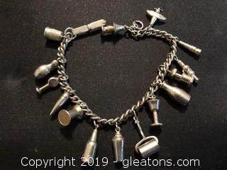 Vintage Stainless Steel Housewives Charm Bracelet B