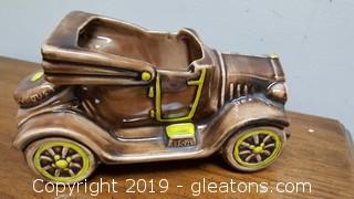 Vintage Ceramic Old Tan Color Automobile Convertible Planter USA