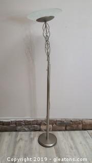 Contemporary Silver Tone Metal Floor Lamp 