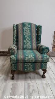 Wing Back Chair Well Done With Carved Claw Feet