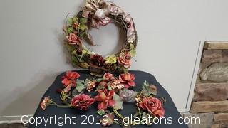 Floral Lot Wreath/(2) Large Candle Rings