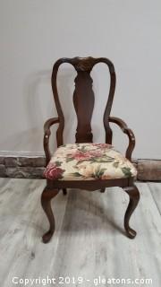 Nicely Covered Wooden Shell Detail Matching Covered Bottom Dining Arm Chair