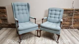 Pair Of Pennsylvania House Vintage Wing Back Arm Accent Chairs