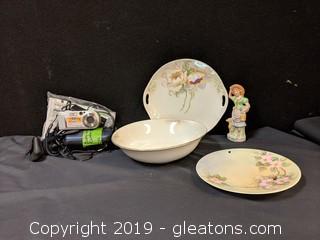 Box Lot Sony Cyber Shot Camera Glass Ware Figurine
