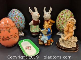 Box Lot Of Easter/Bunny Items 