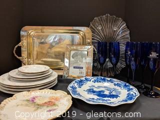 Box Lot Glass Tray Silver Serving Tray