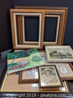Box Lot Art Work Mostly Framed 