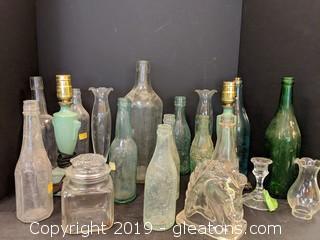 Box Lots Old Bottles Set of Small Lamps 