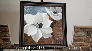 Large Nice Magnolia Floral Plastic Wood Like Frame