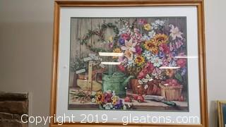 Large Floral Wall Art Country Scence 