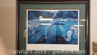 Large Nicely Framed and Matted Augusta Nationals Wall Print "Sunday in Augusta" by Ted Hamlin